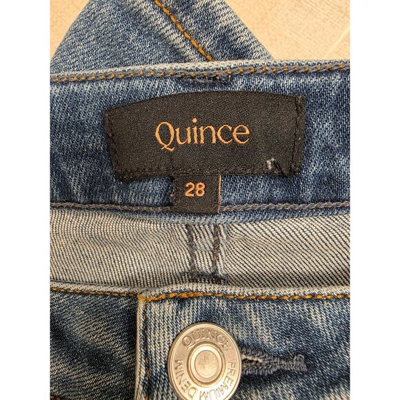 Bella Stretch Wide Leg Blue Denim Jeans Quince Women Size 28 - Picture 5 of 5